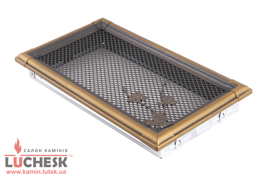 Решітка вентиляційна для каміна Parkanex RETRO золота патина 16 × 32 см