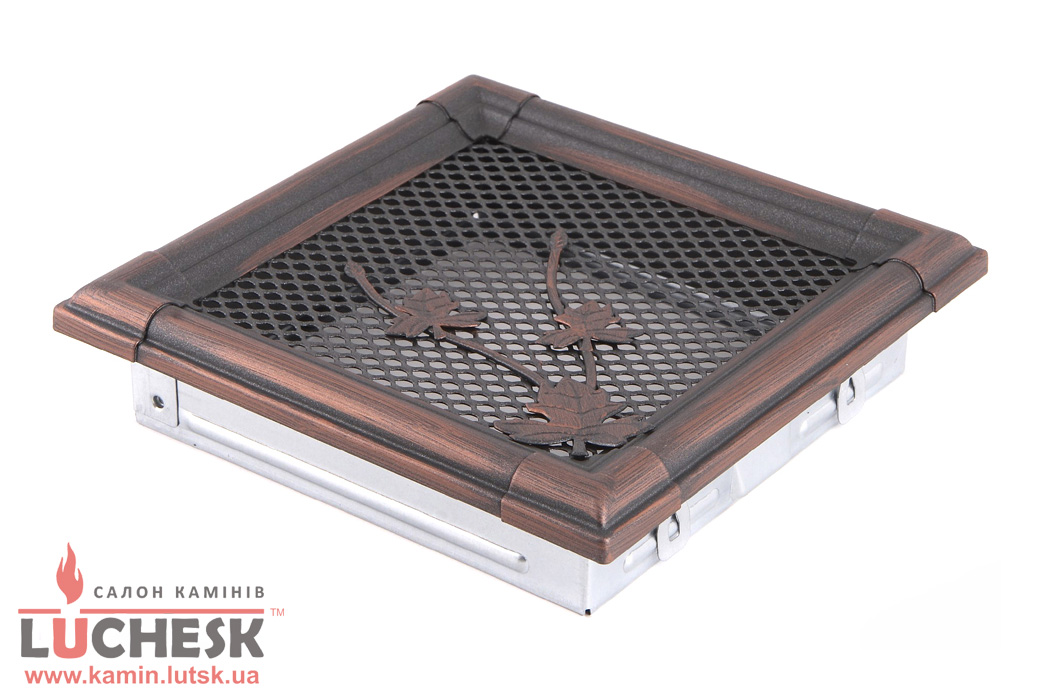 Решітка вентиляційна для каміна Parkanex RETRO мідна патина 16 × 16 см