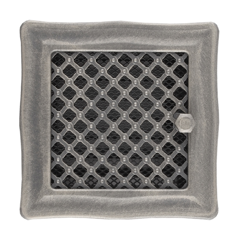 Решітка вентиляційна для каміна Parkanex Deco срібна патина 16 × 16 см з жалюзі