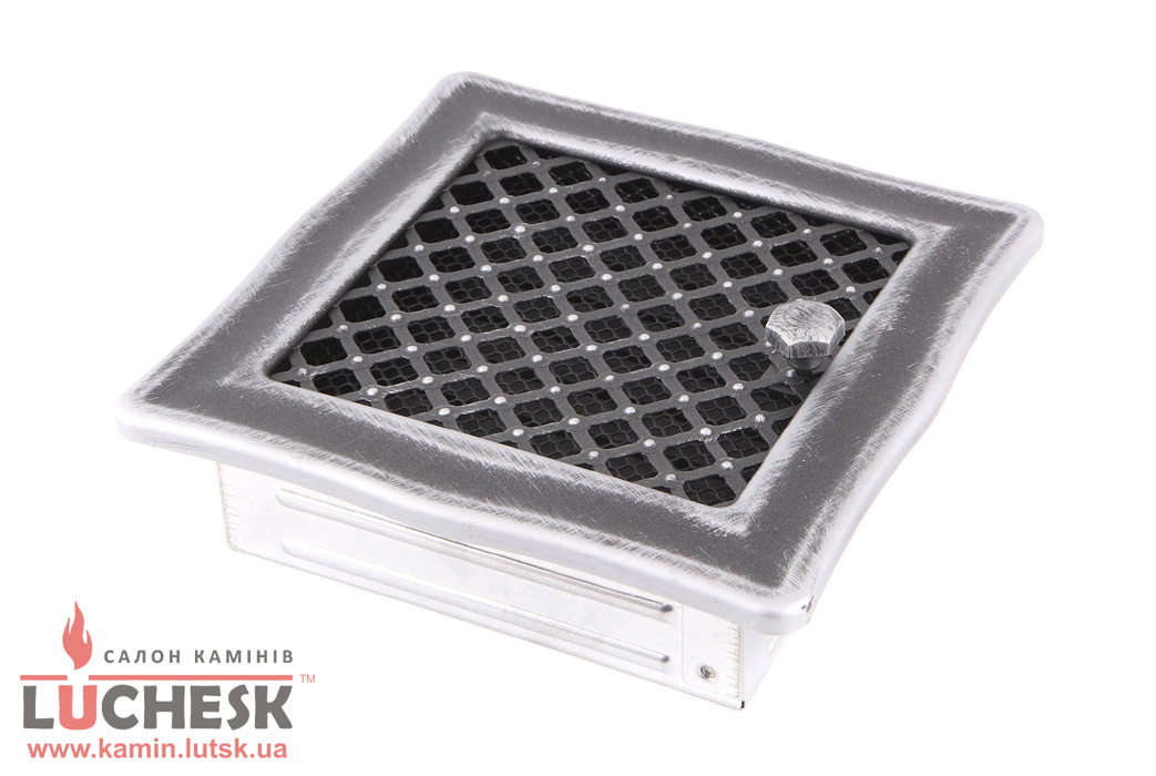 Вентиляційна решітка для каміна Parkanex Deco срібна патина 16 × 16 см з жалюзі