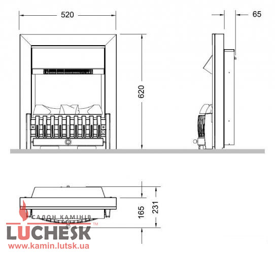 Dimplex Danville розміри Dimplex Danville розміри