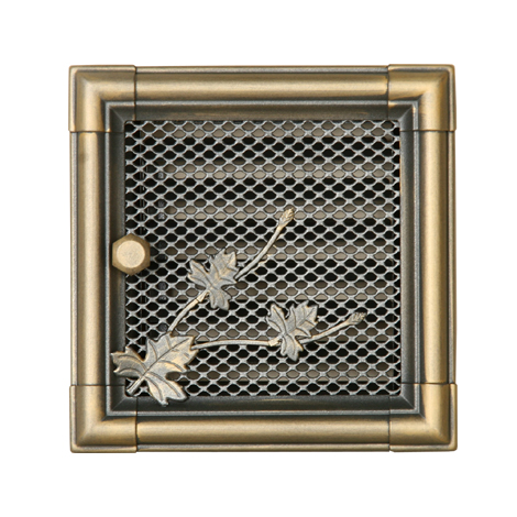 Решітка вентиляційна для каміна Parkanex RETRO золота патина 16 × 16 см з жалюзі