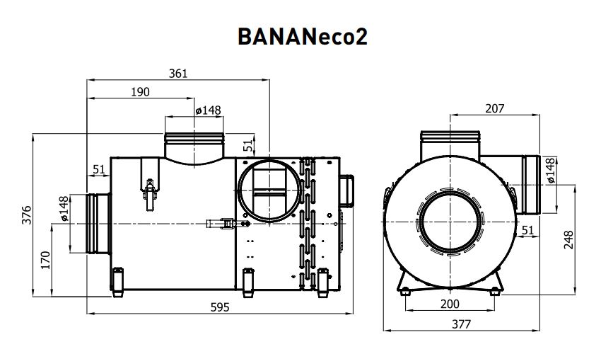 Розміри вентилятора Darco BANANeco2