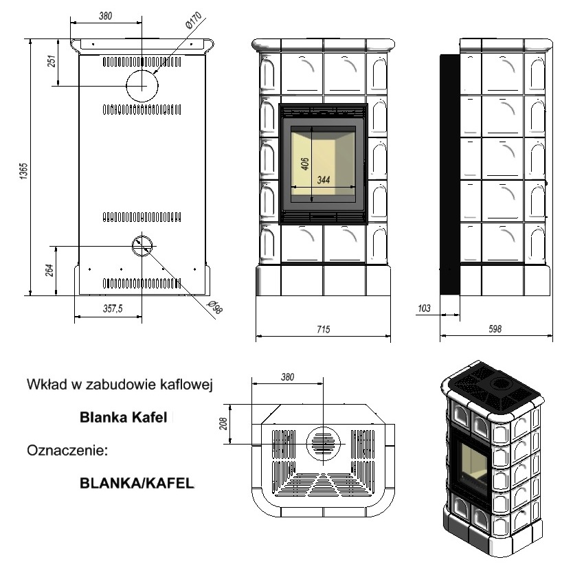 Пічка Kratki Blanka 8 кахель коричнева