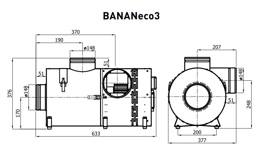Розміри вентилятора Darco BANANeco3