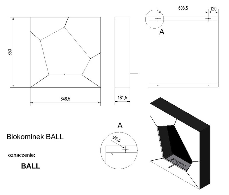 розміри біокаміна Kratki Ball