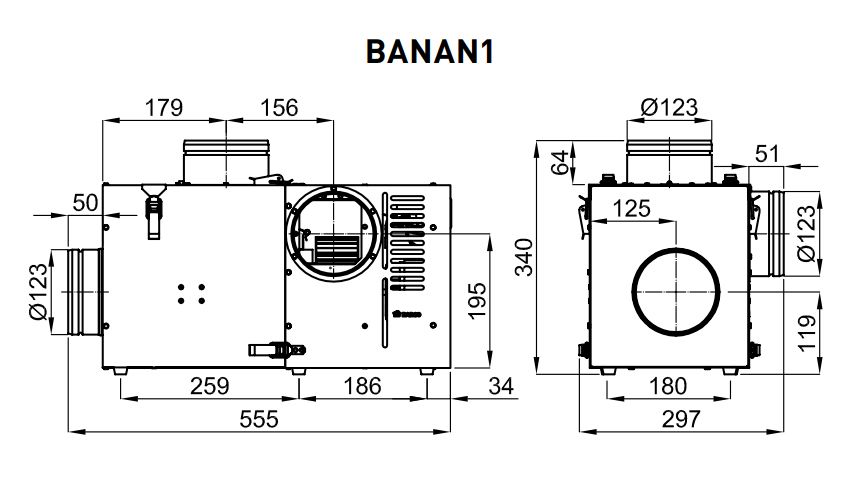 Розміри вентилятора Darco BANAN1
