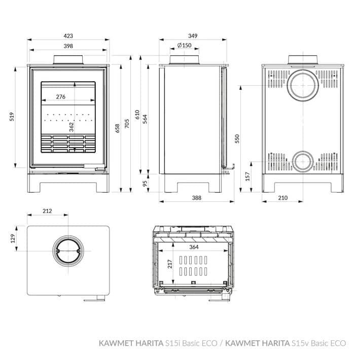 Розміри печі Kawmet Harita S15i Basic Eco Розміри печі Kawmet Harita S15i Basic Eco