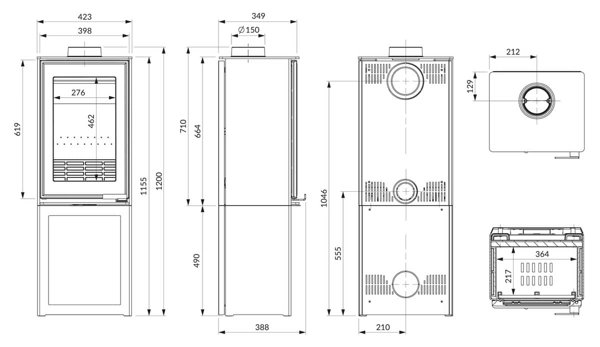 Розміри печі Kawmet Venus S16 L-Box Eco Розміри печі Kawmet Venus S16 L-Box Eco