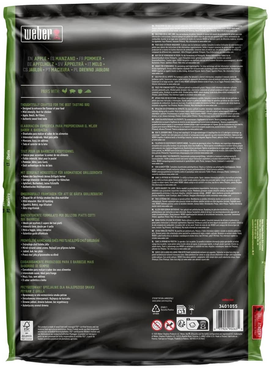 Пелети для гриля Weber FSC (яблуня), 8 кг Пелети для гриля Weber FSC (яблуня), 8 кг