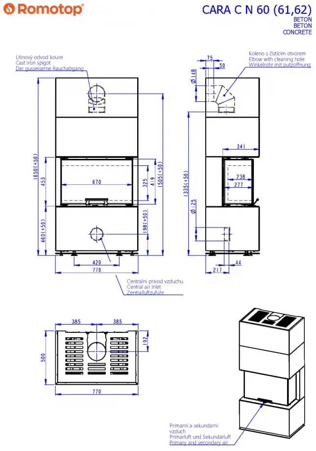 Розміри ROMOTOP CARA C 62 Розміри ROMOTOP CARA C 62
