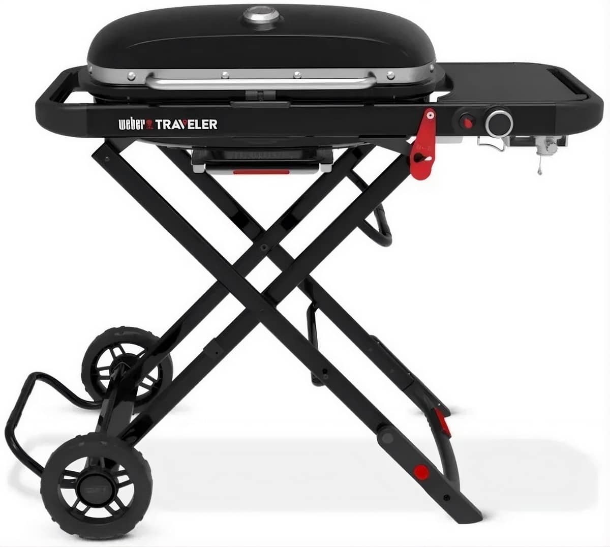 Газовий гриль Weber Traveler LP Stealth Edition чорний із бічним столиком Газовий гриль Weber Traveler LP Stealth Edition чорний із бічним столиком